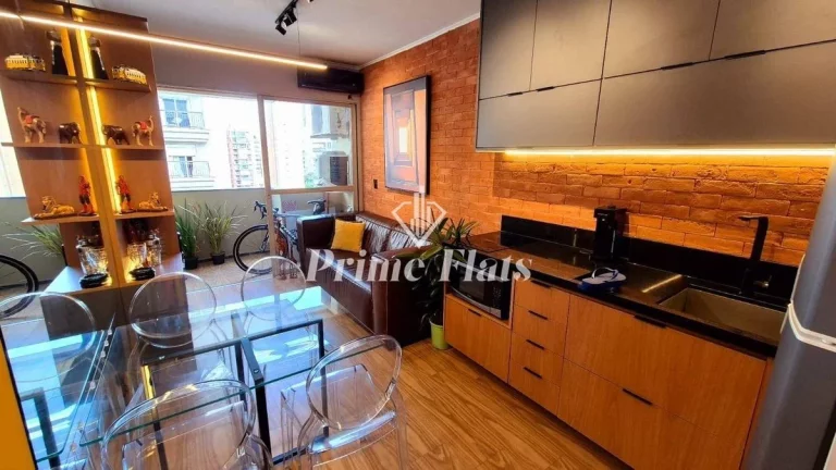 Foto do imóvel Flat disponível para venda no Condomínio Moema Top Life, com 33m², 1 dormitório e 1 vaga de garagem em Rua Tuim