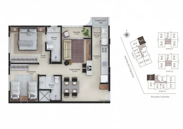 Imagem Apartamento com 3 Quartos à Venda, 79 m²em Rio Maina - Criciúma