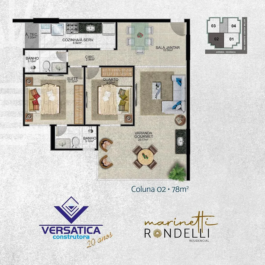 Imagem Marinetti Rondelli - Lançamento na Praia do Morro, com apartamentos a venda de 2 quartos, a uma quadra do mar e lazer completo