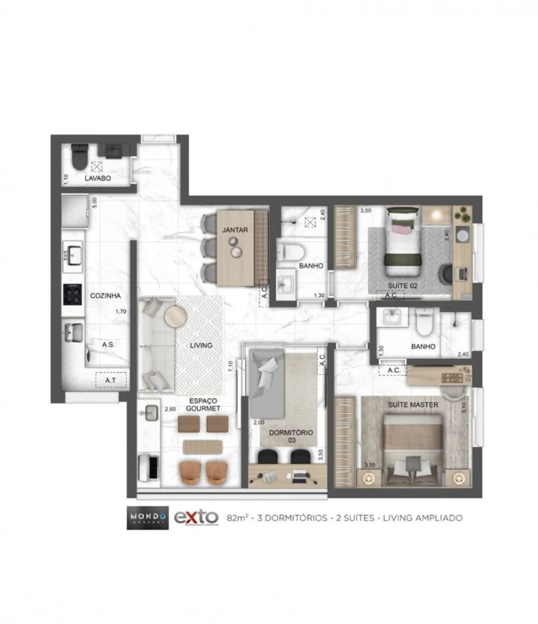 Imagem Apartamento à venda no Morumbi, São Paulo-SP: 2 quartos, 1 suíte, 2 banheiros, 1 vaga de garagem, 65m² na Mondo Morumbi.