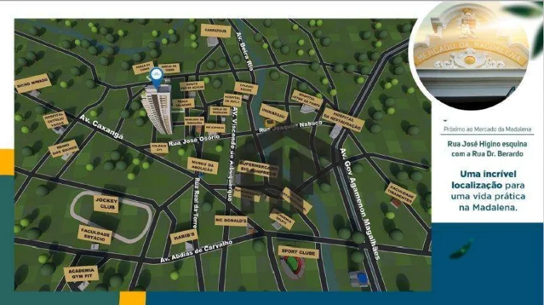 Imagem Apartamento de 63,90m² à venda, com 3 quartos, localizado na Madalena, Recife - Pernambuco.