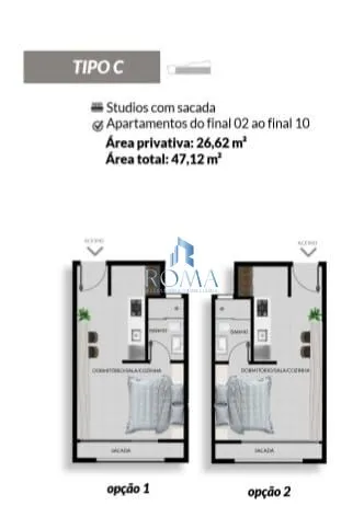 Imagem Residencial Duque 17CINCO5 com unidades studios, apartamentos e duplex na planta