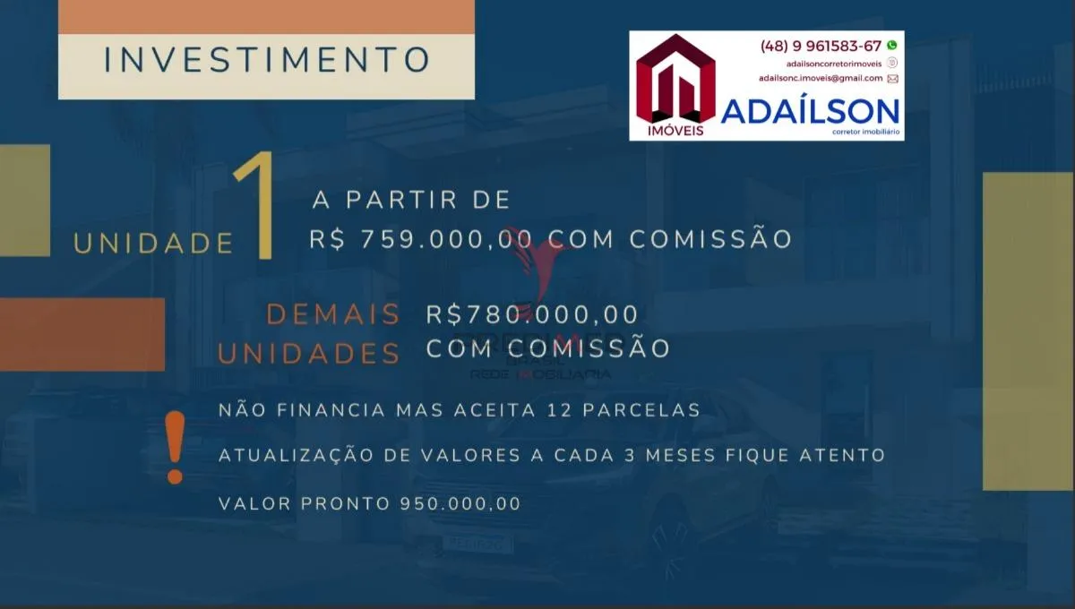 Imagem Projeto lindo em lançamento Alto padrão Sobrado Praia Cachoeira do Bom Jesus Florianópolis
