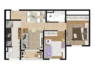 Imagem Apartamento à venda ou locação em Santo André-SP, bairro Santa Teresinha. 2 quartos, 2 banheiros, 1 vaga. 50,00 m². Condomínio Up Grade.