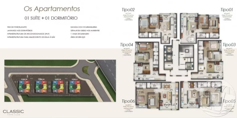 Imagem Classic Home Club com 2 Quartos sendo 1 Suíte, 1 Vaga de Gar