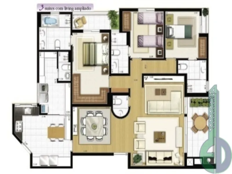 Imagem Oportunidade única: Apartamento de luxo com 4 quartos e 3 vagas no Edifício Jardins de Monet São Caetano, Santa Paula.