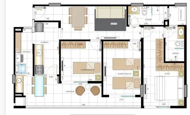 Imagem Apartamento à venda 3 Quartos, 2 Suites, 1 Vaga, 82M², Barranco, Taubaté - SP | Residencial Rembrandt