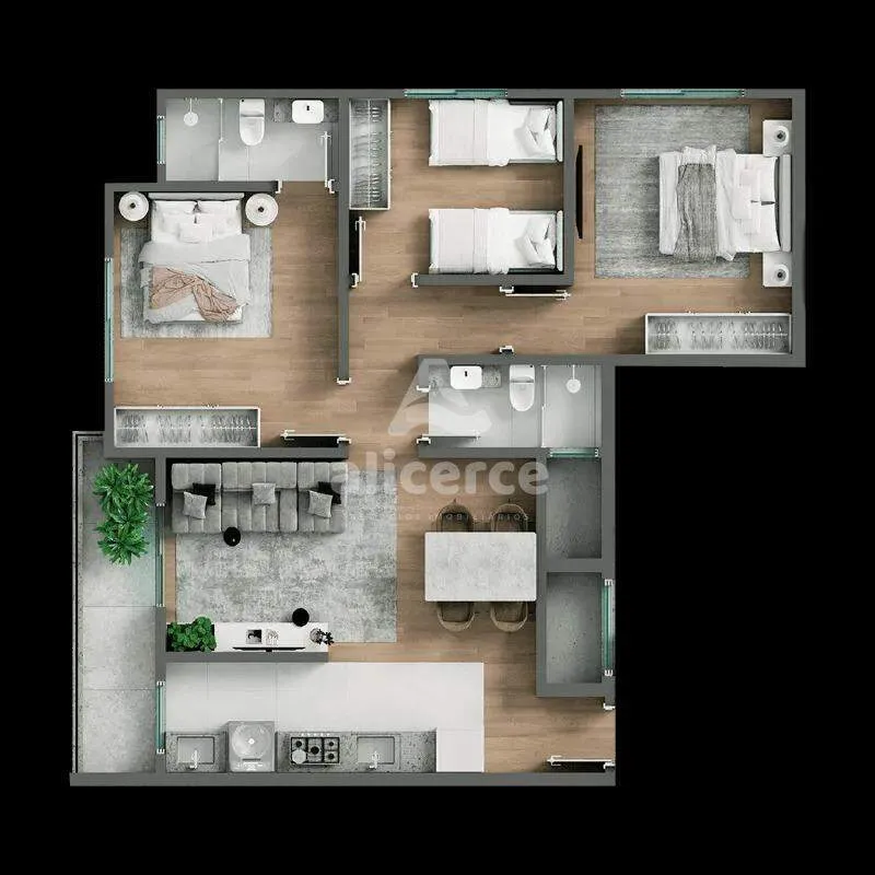 Imagem Apartamento à venda com 2 quartos 1 suíte, 61,87m² em Centro Biguaçu