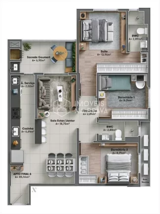 Imagem APARTAMENTO 3 QUARTOS A VENDA - VILA OPERARIA - ITAJAI/SC
