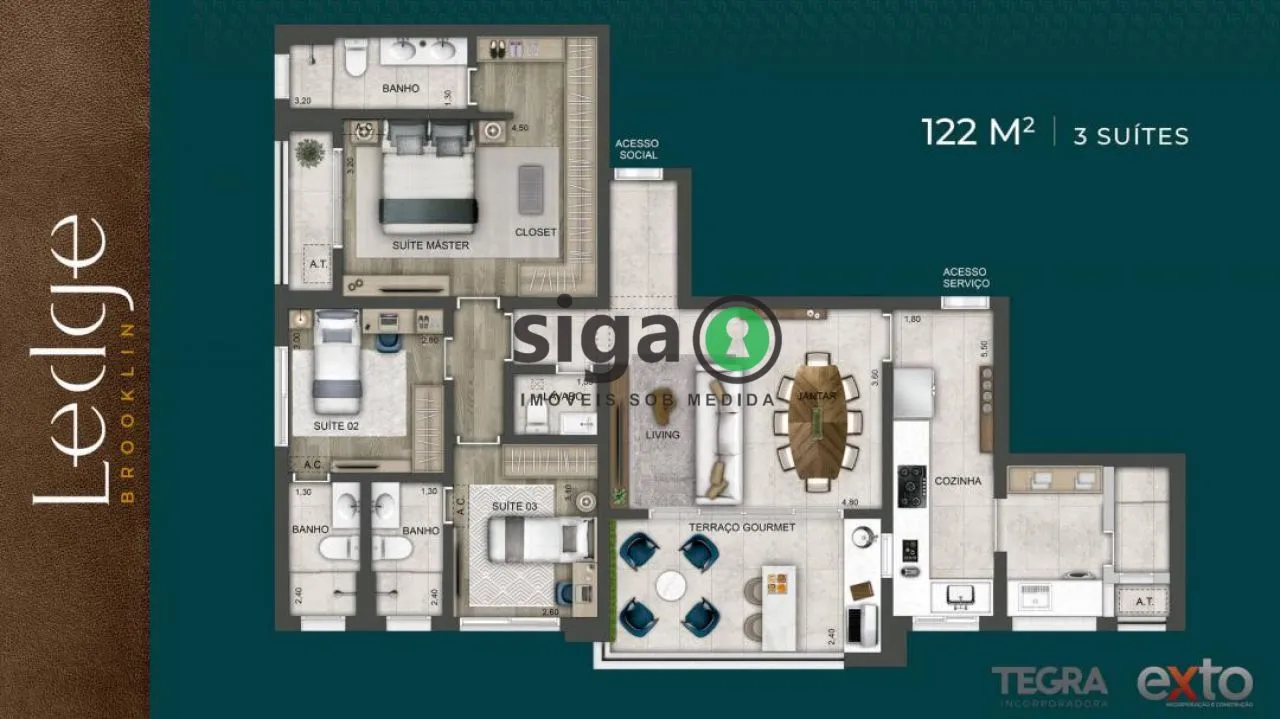 Imagem Apartamento a venda no Brooklin com 3 quartos