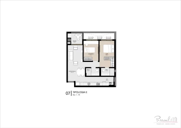 Imagem Apartamento de 2 dormitórios sendo 1 suíte, 1 garagem. Sala de estar e jantar; Sacada com churrasq...