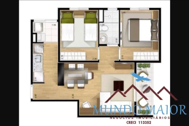 Imagem Apto 50M2 - 2 DORMS - 1 VAGA -Vila Alziar -R$ 349.000.00