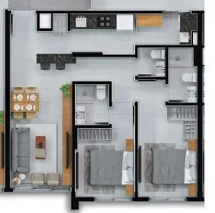 Imagem Apartamento 2 Dormitórios - Bairro Centro