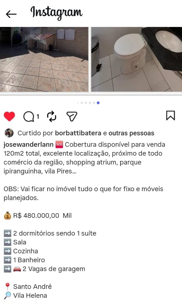 Imagem Cobertura sem condomínio na Vila Helena: 2 quartos, 1 suíte, 1 vaga, 118m² em Santo André-SP!