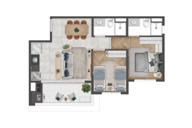 Imagem AYNA IPIRANGA - ENGELUX - Apto de 47m², 2 dorms com suíte, próximo à Estação Alto do Ipiranga!