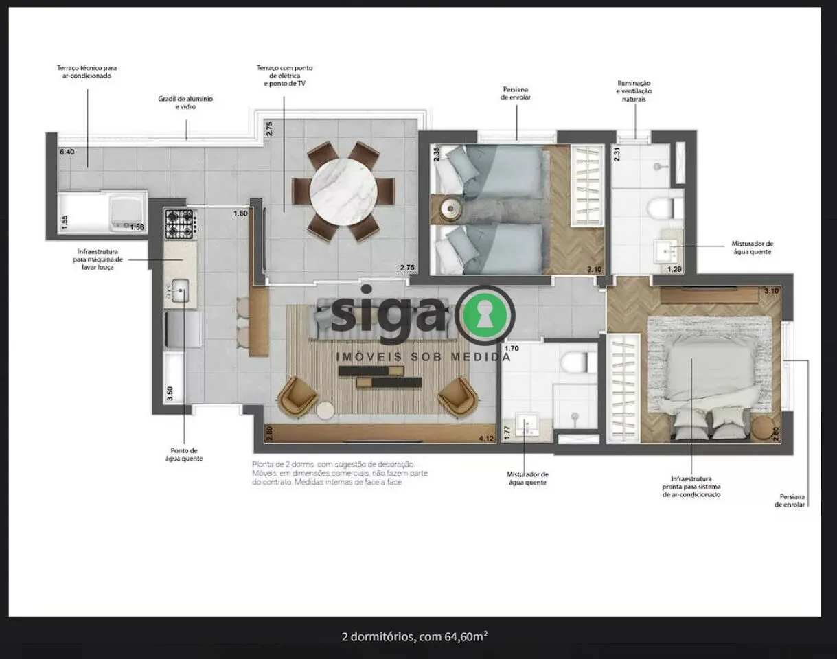 Imagem Apartamento para venda no Brooklin com 2 quartos