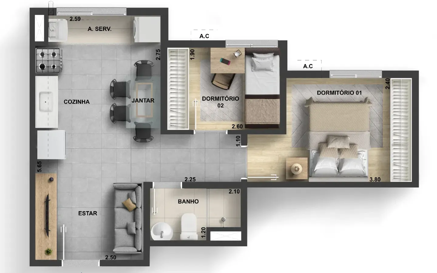 Imagem Apartamento com 2 Quartos à Venda, 37 metros em Campo Grande - Rio de Janeiro