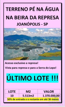 Imagem Terreno de 5.513 m² à Venda na Beira da Represa em Joanópolis