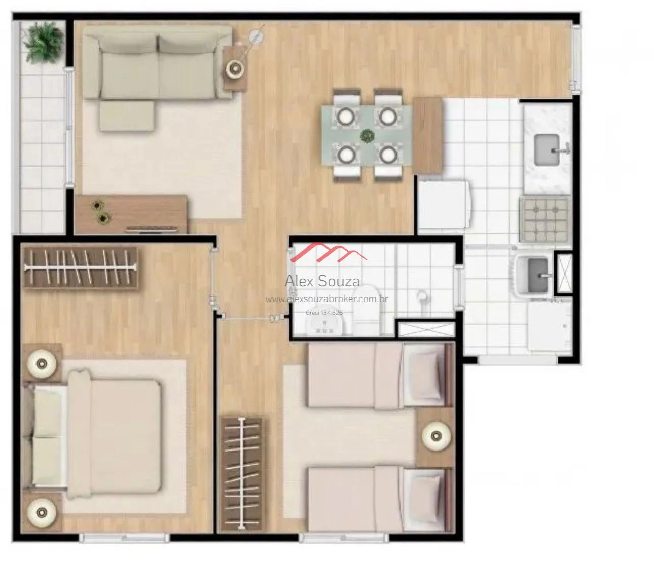 Imagem Apartamento para Venda em Hortolândia, Jardim Nova Hortolândia I, 2 dormitórios, 1 banheiro, 1 vaga