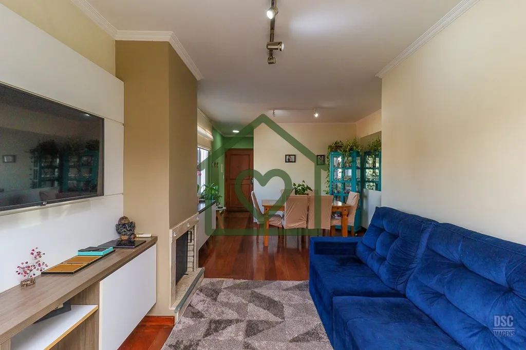 Imagem Apartamento de 86m² com 3 dormitórios, 2 banheiros, sala de estar, sacada, cozinha, escritório. C...