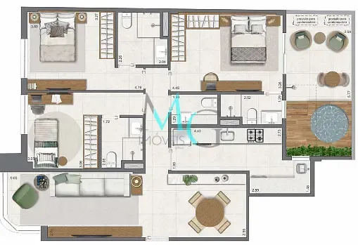 Imagem Apartamento à venda 3 Quartos 3 Suites 1 Vaga 111.66M² Leblon Rio de Janeiro - RJ | Paradís