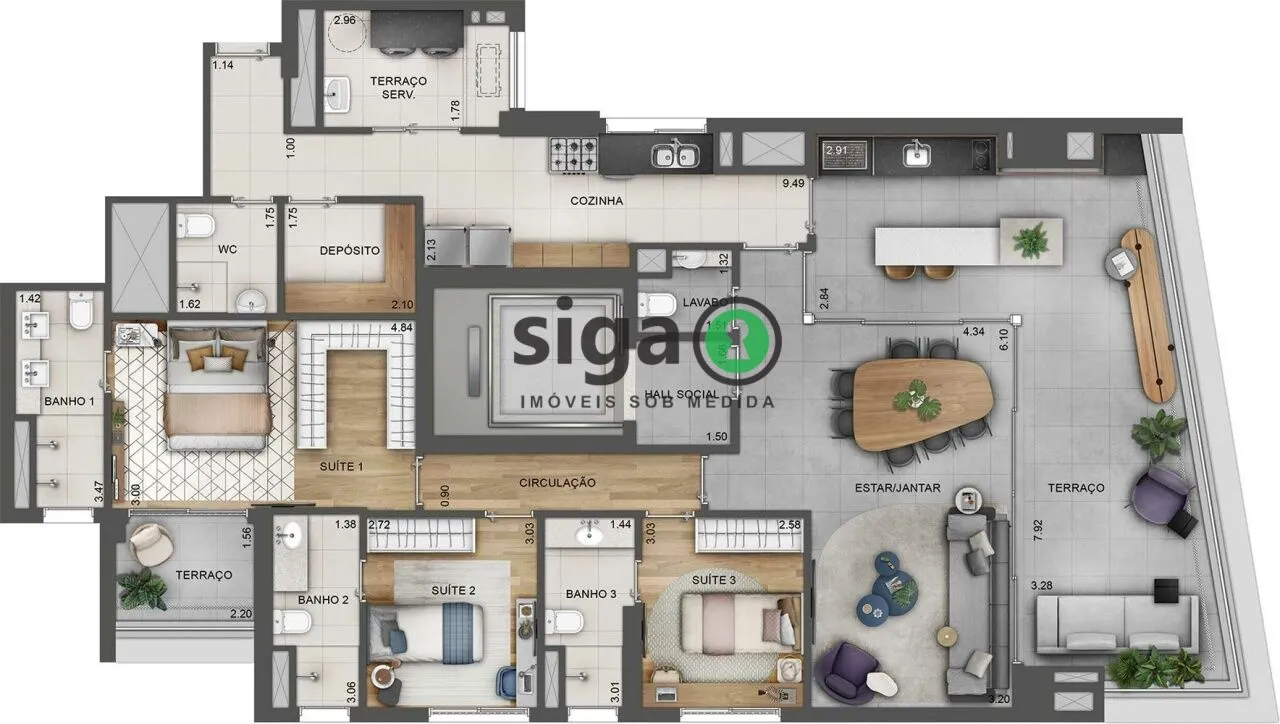 Imagem Apartamento para venda na Chácara Santo Antônio 03 suítes, São Paulo - SP