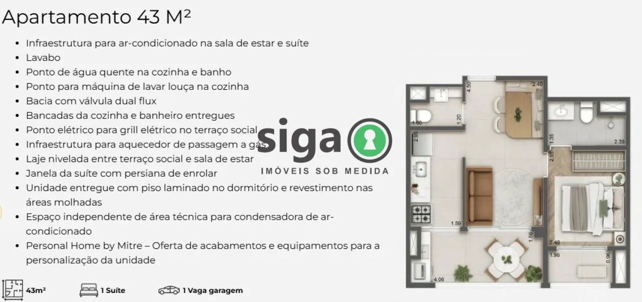Imagem More na frente do metro Brooklin - 1 quarto com vaga na Roque Petroni!