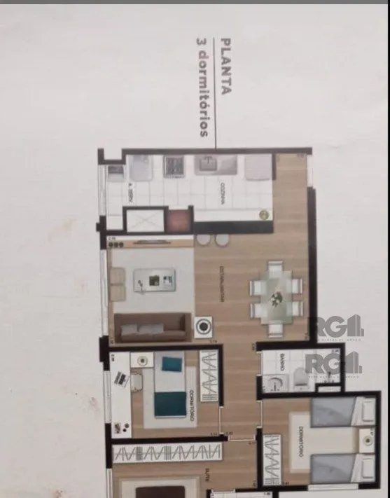 Imagem Apartamento com 75m² privativos, 3 dormitórios sendo 1 suíte, living dois ambientes, imóvel arejado e iluminado.