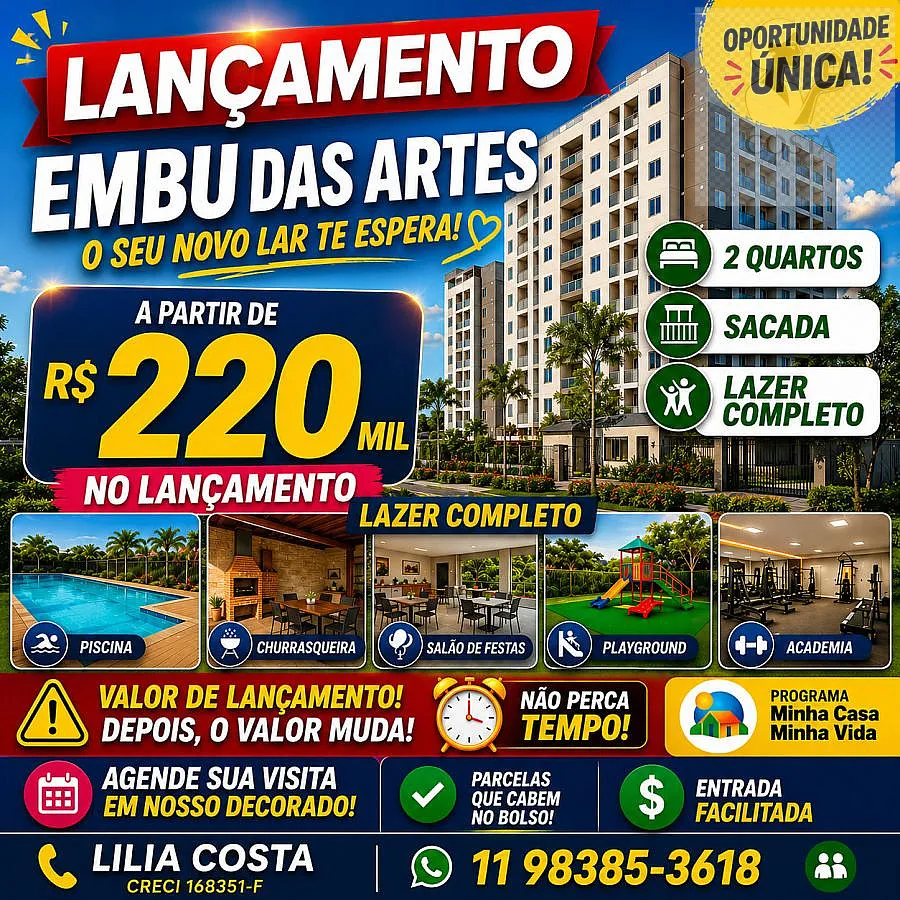 Imagem LANÇAMENTO EMBU DAS ARTES 2 QUARTOS