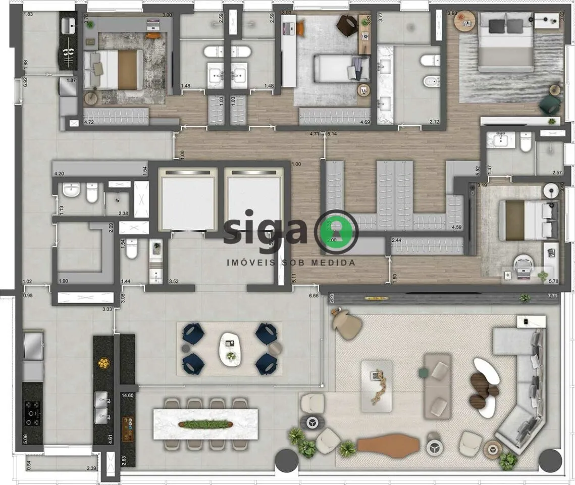 Imagem Apartamento Alto Padrão 298 m² com 4 Suítes e 4 Vagas a 650m do Parque Ibirapuera