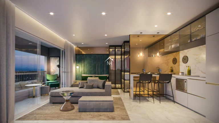Imagem Studio de 25m² com Dormitório, Varanda, Terraço Externo com Horta, Salão de Festas, Piscina com Spa, Deck Molhado, Fitness, Churrasqueira, Espaço Zen