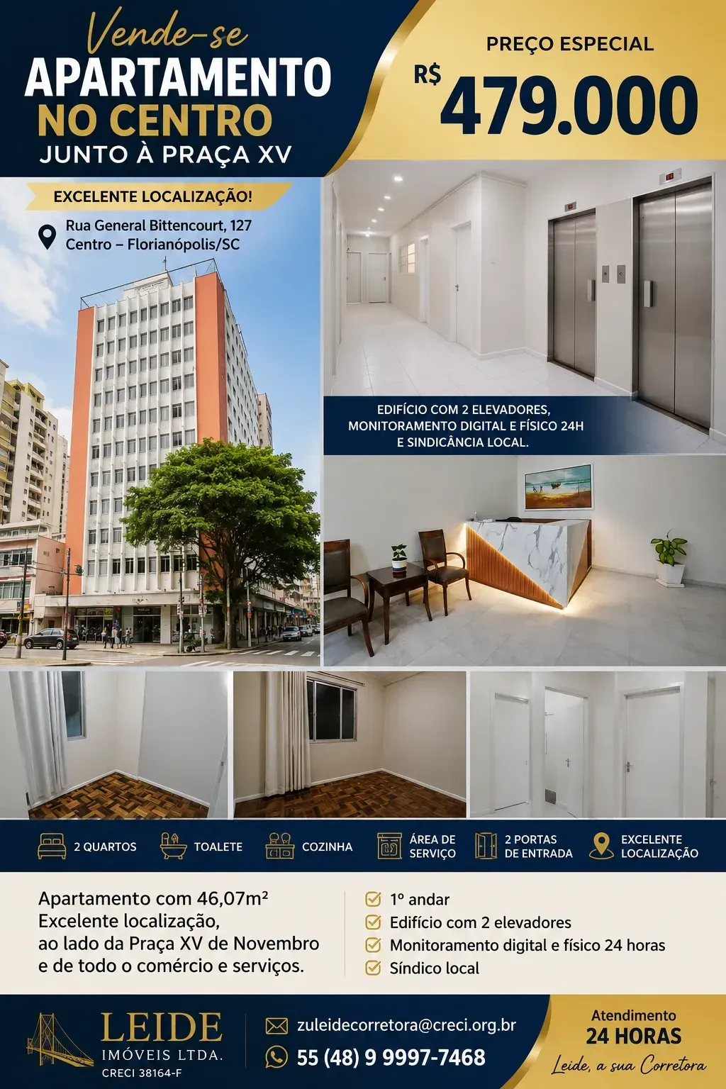 Imagem Apartamento com 2 Quartos à Venda ou Locação, 46 metros em Centro - Florianópolis
