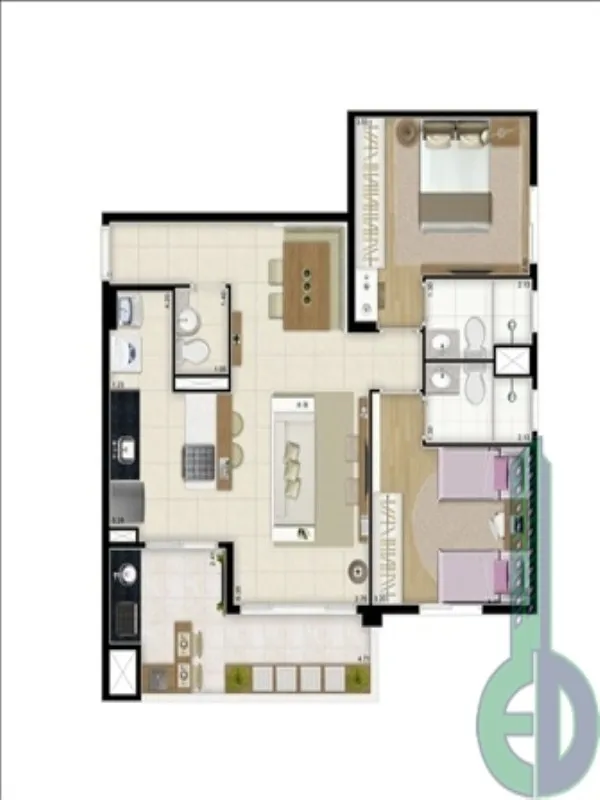 Imagem Condomínio Unique Serveng Osasco, apartamento de 2 quartos no Centro de Osasco-SP, com 74m² e 2 vagas