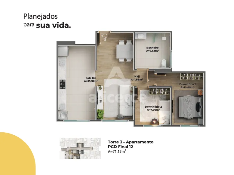 Imagem Apartamento à venda com 2 quartos , 53,25m² em Prado Biguaçu