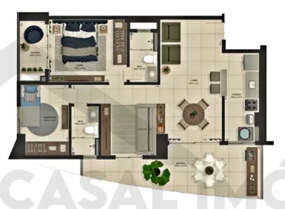 Imagem CASAL IMÓVEIS VENDE WAY BATISTA CAMPOS APARTAMENTOS 2 OU 3 QUARTOS COM SUÍTE + VARANDA GOURMET 1 OU 2 VGS 84,85 M2
