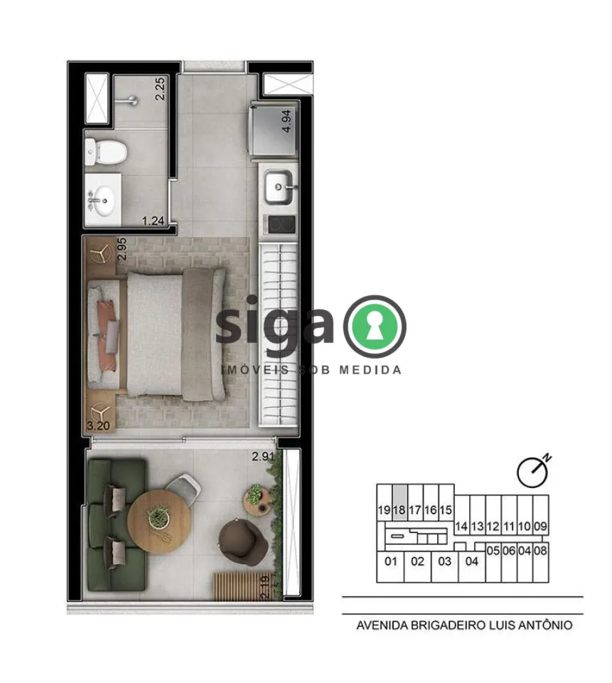 Imagem Apartamento Sutdio para venda no Jardins, São Paulo - SP