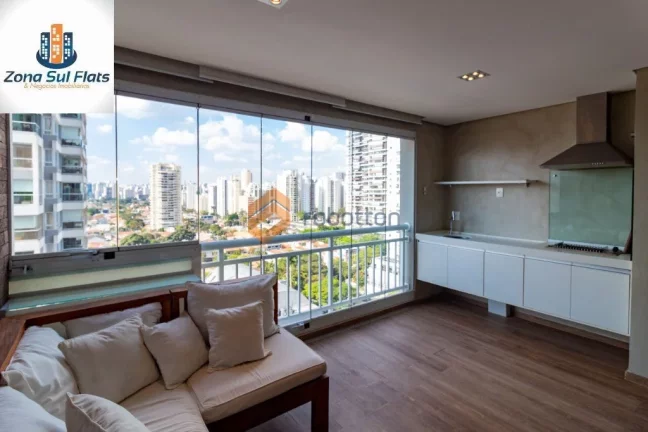 Imagem Apartamento Para Alugar no Brooklin Com 1 Suíte e 2 Vagas - Varanda Gourmet