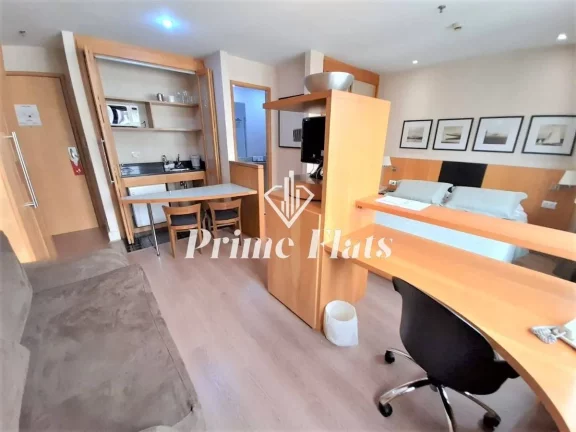 Imagem Flat disponível para locação no Transamérica Executive Faria Lima, com 28m², 1 dormitório e 1 vaga de garagem