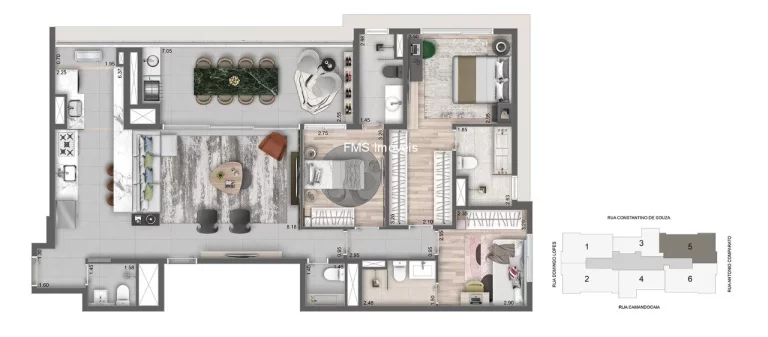 Imagem Apartamento com 145m² no Campo Belo. Encontre o maior estoque Cyrela na Zona Sul! Explore em www.fmsimoveis.com.br