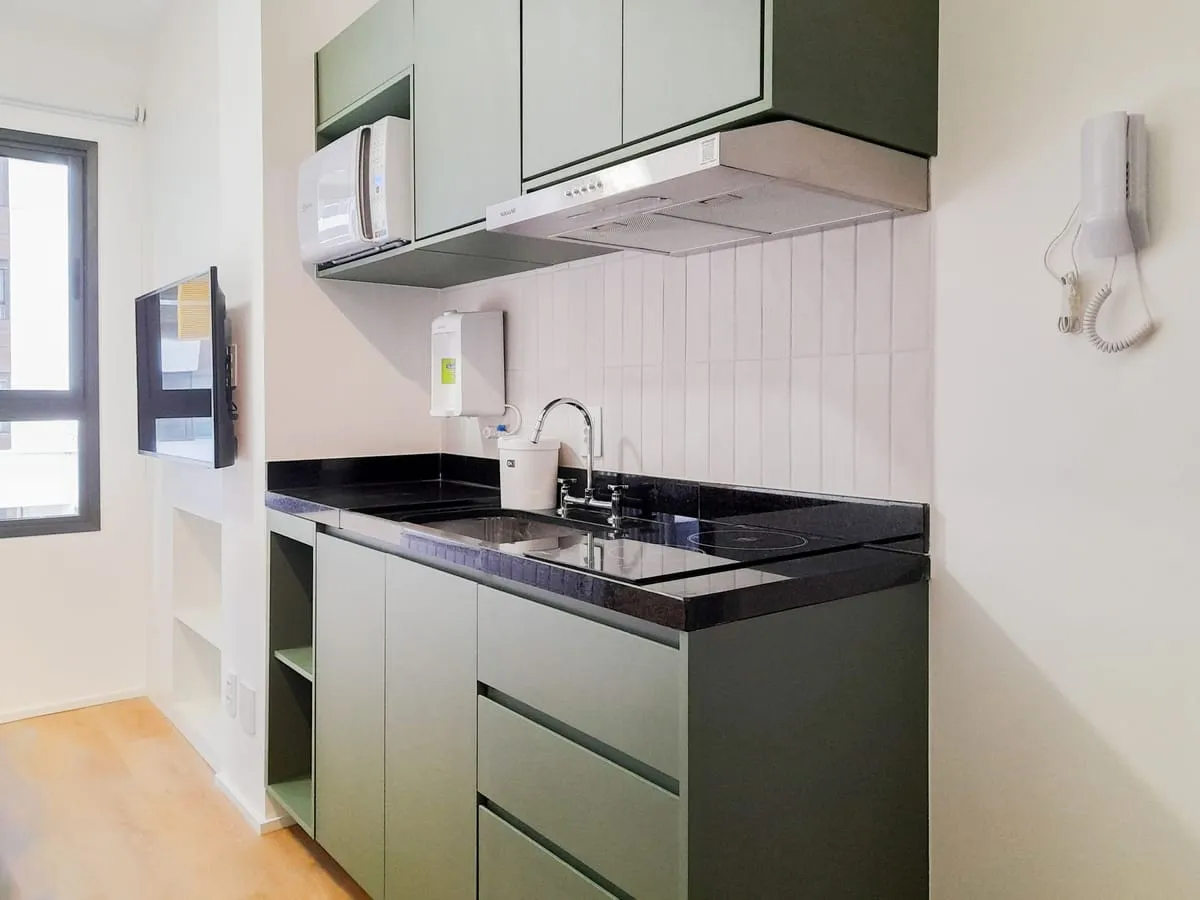 Foto do imóvel Apartamento com 1 Quarto para alugar, 19m² - Brooklin em Rua Pássaros e Flores, 192 - Brooklin, São Paulo - SP