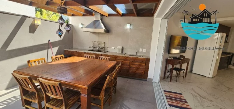 Imagem Temporada Aluguel em Juquehy com, 4 suítes, hidro, churrasqueira, 3 vagas, 300m da praia - Acomodação máx. 10 pessoas | Juquehy Imobiliária