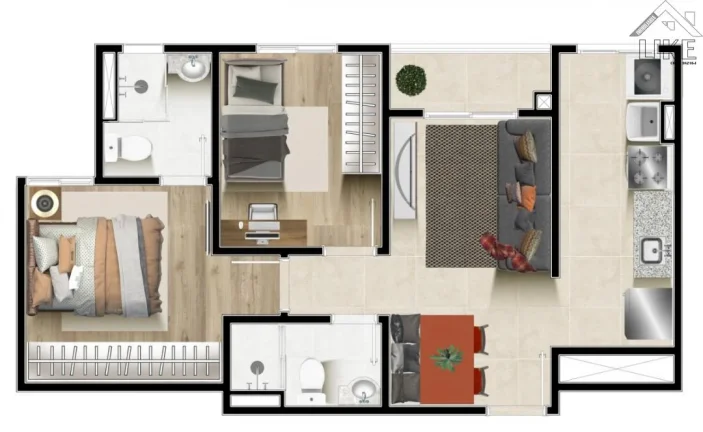 Imagem Venda - Apartamento 02 quartos com suite - 51m² - Jd Oriente - Ed. Like