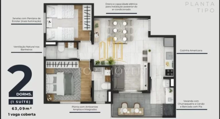 Imagem Lindo apartamento dois dormitórios suíte novo no parque industrial
