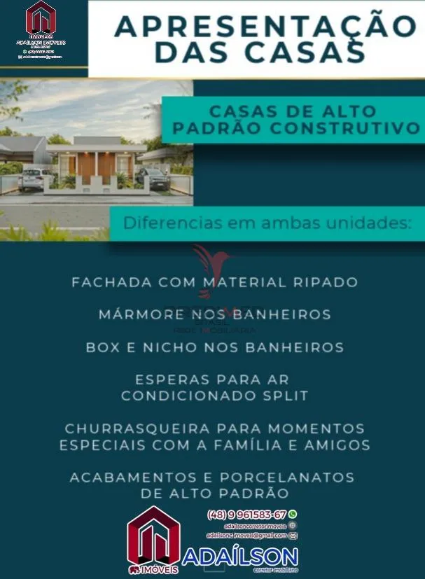 Imagem CASA MODERNA 2 DORMITÓRIOS BAIRRO FORQUILHAS EM SAO JOSE SC BRASIL