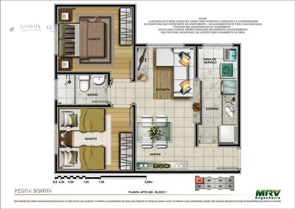 Imagem Apartamento à venda 2 Quartos, 1 Vaga, 47M², Crispim, Pindamonhangaba - SP | Parque Pedra Bonita MRV