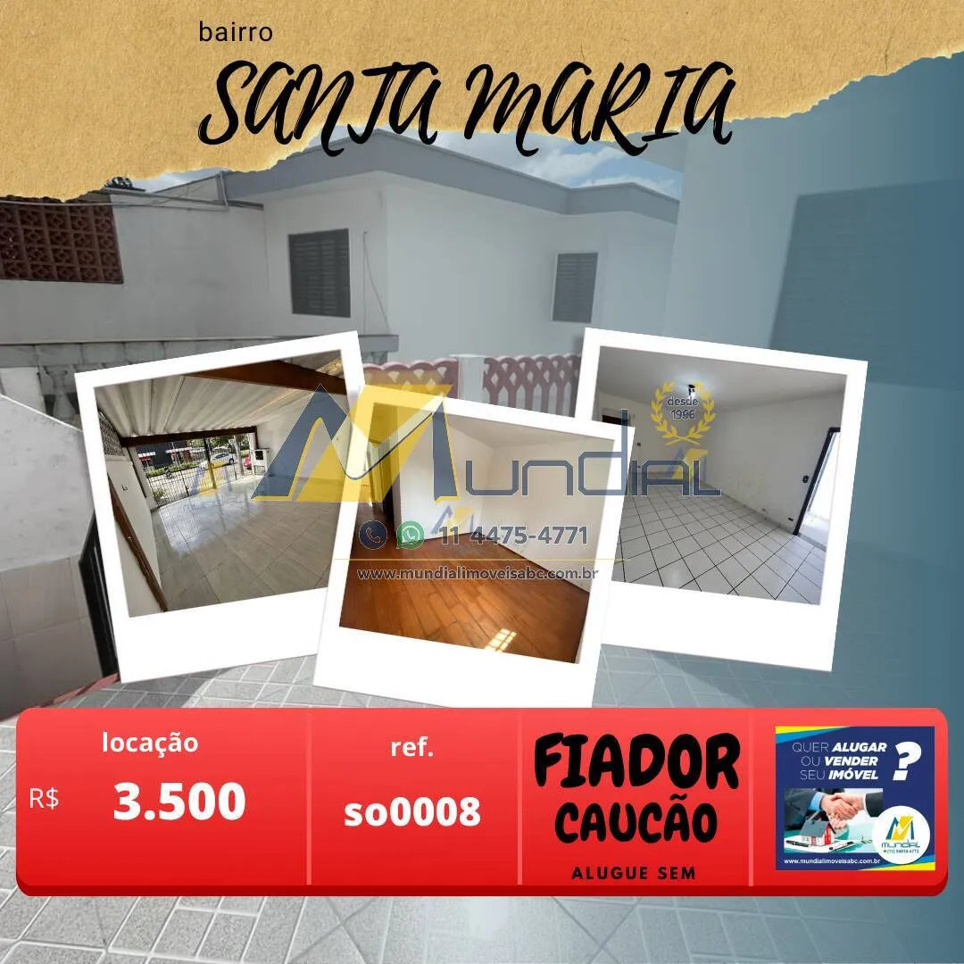Imagem Alugo Sobrado no Bairro Santa Maria