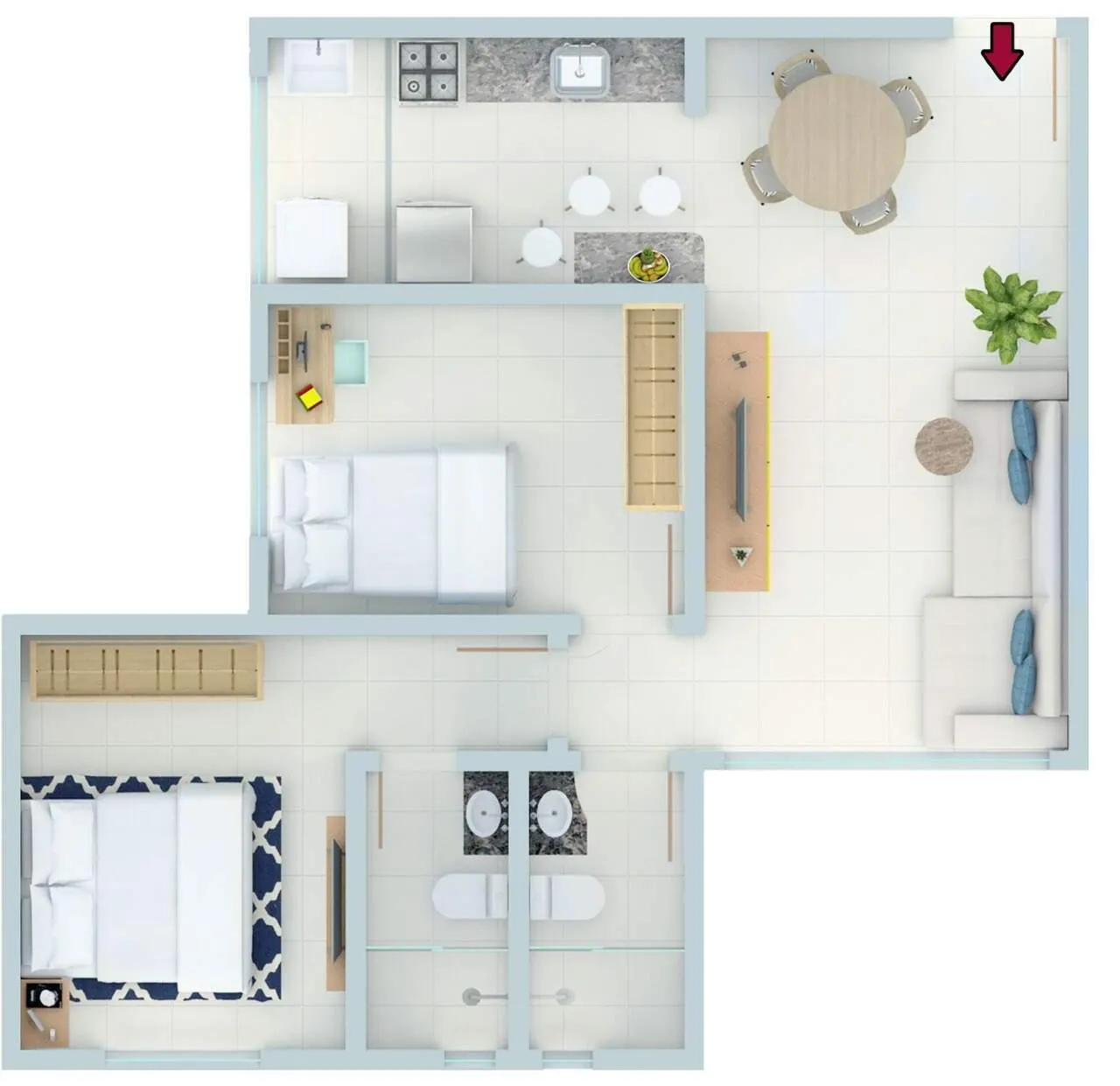 Imagem Apartamento 2 Quartos, 01 suite, 02 vagas