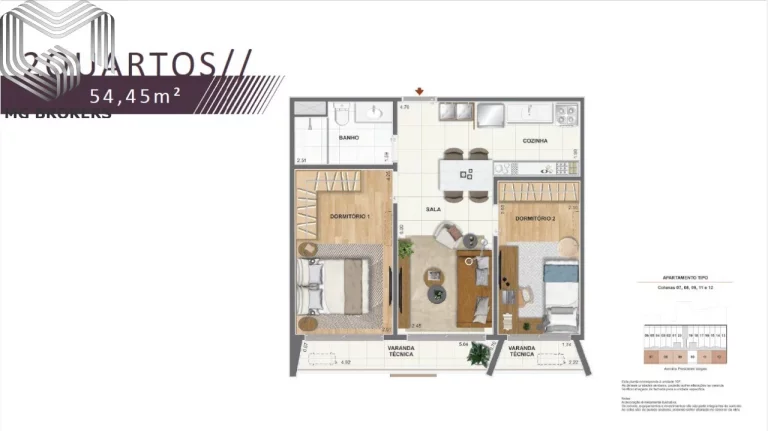 Imagem Apartamento à venda no Centro do Rio de Janeiro - 2 quartos, 1 sala, 54,50m² de área. Aproveite esta oportunidade!