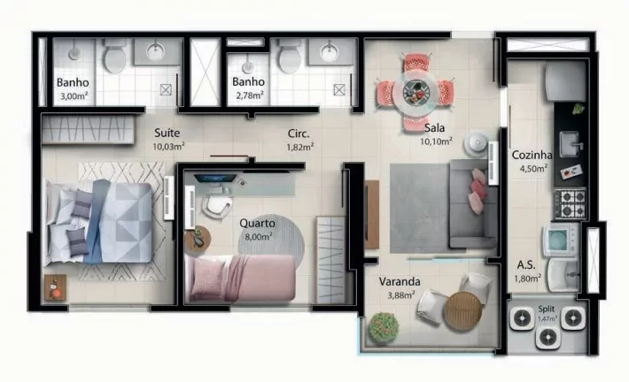 Imagem Apartamento com 2 dormitórios à venda, 57 m² por R$ 635.000,00 - Jockey de Itaparica - Vila Velha/ES