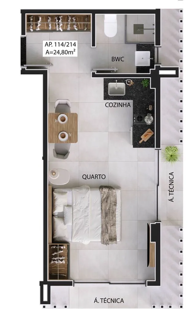 Imagem Flat com 1 dormitório à venda, 19 m² por R$ 305.132,00 - Manaíra - João Pessoa/PB